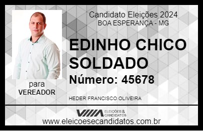 Candidato EDINHO CHICO SOLDADO 2024 - BOA ESPERANÇA - Eleições