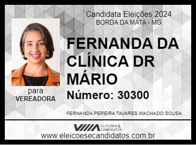 Candidato FERNANDA DA CLÍNICA DR MÁRIO 2024 - BORDA DA MATA - Eleições