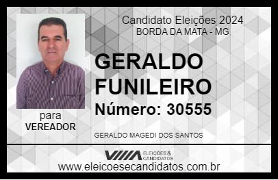 Candidato GERALDO FUNILEIRO 2024 - BORDA DA MATA - Eleições