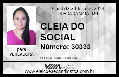 Candidato CLEIA DO SOCIAL 2024 - BORDA DA MATA - Eleições