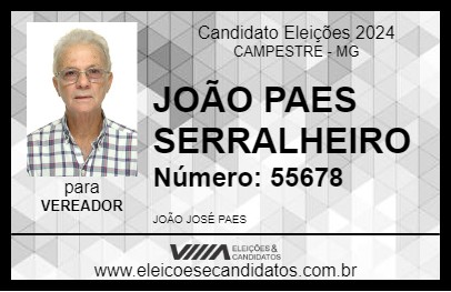 Candidato JOÃO PAES SERRALHEIRO 2024 - CAMPESTRE - Eleições