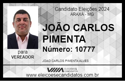 Candidato JOÃO CARLOS PIMENTA 2024 - ARAXÁ - Eleições