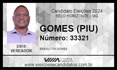 Candidato GOMES (PIU) 2024 - BELO HORIZONTE - Eleições