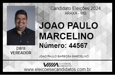 Candidato JOAO PAULO MARCELINO 2024 - ARAXÁ - Eleições