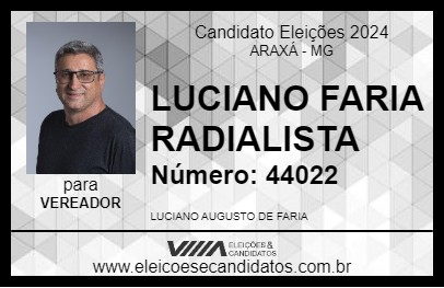 Candidato LUCIANO FARIA RADIALISTA 2024 - ARAXÁ - Eleições