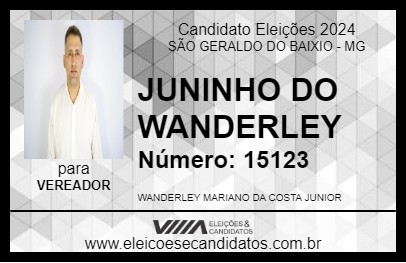 Candidato JUNINHO DO WANDERLEY 2024 - SÃO GERALDO DO BAIXIO - Eleições