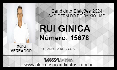 Candidato RUI GINICA 2024 - SÃO GERALDO DO BAIXIO - Eleições