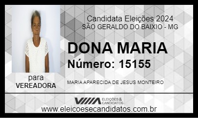 Candidato DONA MARIA 2024 - SÃO GERALDO DO BAIXIO - Eleições