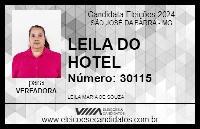 Candidato LEILA DO HOTEL 2024 - SÃO JOSÉ DA BARRA - Eleições