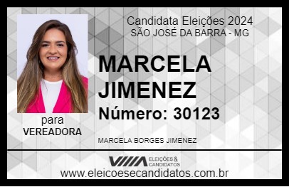 Candidato MARCELA JIMENEZ 2024 - SÃO JOSÉ DA BARRA - Eleições