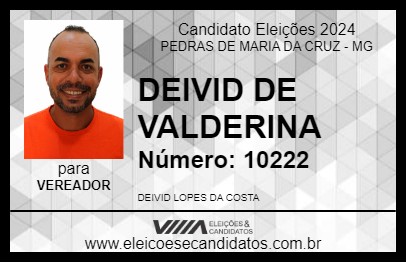 Candidato DEIVID DE VALDERINA 2024 - PEDRAS DE MARIA DA CRUZ - Eleições