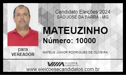 Candidato MATEUZINHO 2024 - SÃO JOSÉ DA BARRA - Eleições