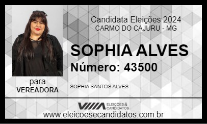 Candidato SOPHIA ALVES 2024 - CARMO DO CAJURU - Eleições