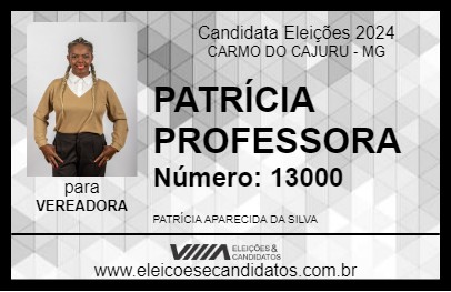 Candidato PATRÍCIA PROFESSORA 2024 - CARMO DO CAJURU - Eleições