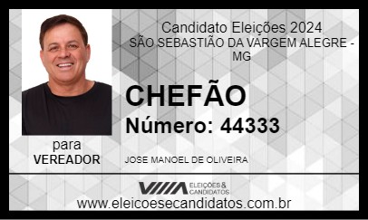 Candidato CHEFÃO 2024 - SÃO SEBASTIÃO DA VARGEM ALEGRE - Eleições