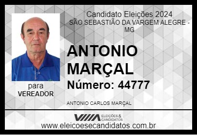 Candidato ANTONIO MARÇAL 2024 - SÃO SEBASTIÃO DA VARGEM ALEGRE - Eleições