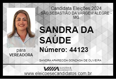 Candidato SANDRA DA SAÚDE 2024 - SÃO SEBASTIÃO DA VARGEM ALEGRE - Eleições