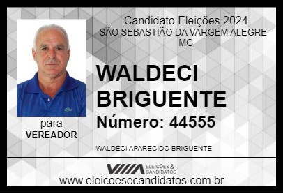 Candidato WALDECI BRIGUENTE 2024 - SÃO SEBASTIÃO DA VARGEM ALEGRE - Eleições