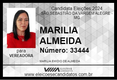 Candidato MARILIA ALMEIDA 2024 - SÃO SEBASTIÃO DA VARGEM ALEGRE - Eleições