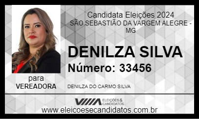 Candidato DENILZA SILVA 2024 - SÃO SEBASTIÃO DA VARGEM ALEGRE - Eleições