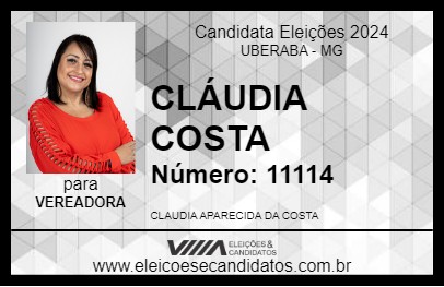 Candidato CLÁUDIA COSTA 2024 - UBERABA - Eleições