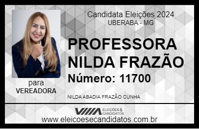 Candidato PROFESSORA NILDA FRAZÃO 2024 - UBERABA - Eleições