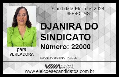 Candidato DJANIRA DO SINDICATO 2024 - SERRO - Eleições