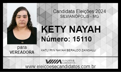 Candidato KETY NAYAH 2024 - SILVIANÓPOLIS - Eleições