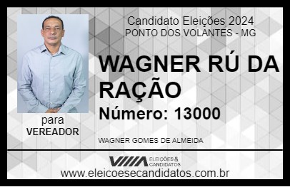 Candidato WAGNER RÚ DA RAÇÃO 2024 - PONTO DOS VOLANTES - Eleições