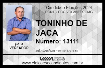 Candidato TONINHO DE JACA 2024 - PONTO DOS VOLANTES - Eleições