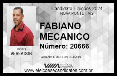 Candidato FABIANO MECANICO 2024 - NOVA PONTE - Eleições