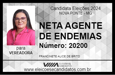 Candidato NETA AGENTE DE ENDEMIAS 2024 - NOVA PONTE - Eleições