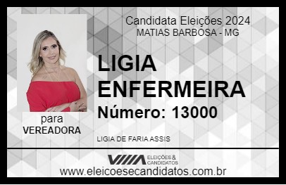 Candidato LIGIA ENFERMEIRA 2024 - MATIAS BARBOSA - Eleições