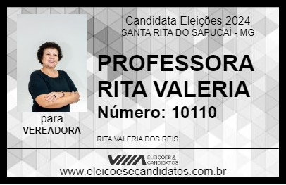 Candidato PROFESSORA RITA VALERIA 2024 - SANTA RITA DO SAPUCAÍ - Eleições