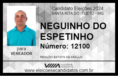 Candidato NEGUINHO DO ESPETINHO 2024 - SANTA RITA DO ITUETO - Eleições