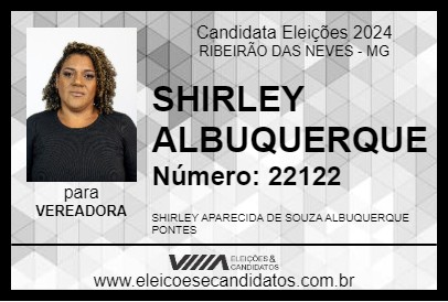 Candidato SHIRLEY ALBUQUERQUE 2024 - RIBEIRÃO DAS NEVES - Eleições