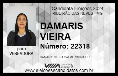 Candidato DAMARIS VIEIRA 2024 - RIBEIRÃO DAS NEVES - Eleições