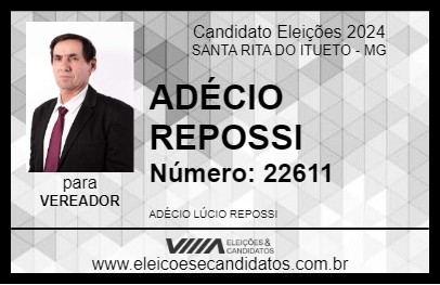 Candidato ADÉCIO REPOSSI 2024 - SANTA RITA DO ITUETO - Eleições