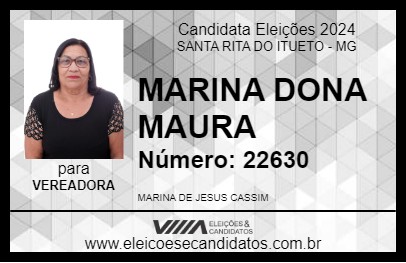 Candidato MARINA DONA MAURA 2024 - SANTA RITA DO ITUETO - Eleições