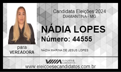 Candidato NÁDIA LOPES 2024 - DIAMANTINA - Eleições