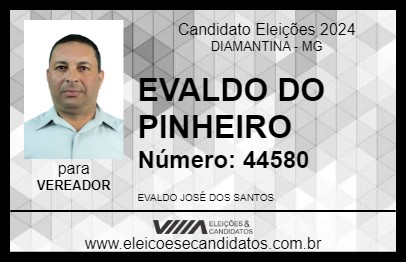 Candidato EVALDO DO PINHEIRO 2024 - DIAMANTINA - Eleições