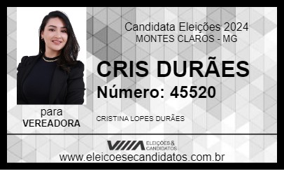 Candidato CRIS DURÃES 2024 - MONTES CLAROS - Eleições