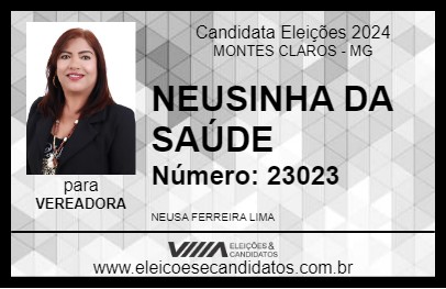 Candidato NEUSINHA DA SAÚDE 2024 - MONTES CLAROS - Eleições