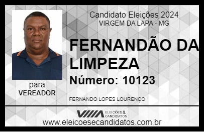 Candidato FERNANDÃO DA LIMPEZA 2024 - VIRGEM DA LAPA - Eleições