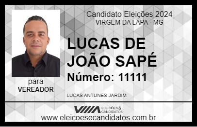 Candidato LUCAS DE JOÃO SAPÉ 2024 - VIRGEM DA LAPA - Eleições