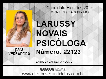 Candidato LARUSSY NOVAIS PSICÓLOGA 2024 - MONTES CLAROS - Eleições