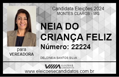 Candidato NEIA DO CRIANÇA FELIZ 2024 - MONTES CLAROS - Eleições