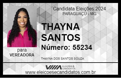 Candidato THAYNA SANTOS 2024 - PARAGUAÇU - Eleições