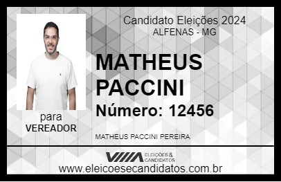 Candidato MATHEUS PACCINI 2024 - ALFENAS - Eleições