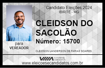 Candidato CLEIDSON DO SACOLÃO 2024 - IBIRITÉ - Eleições